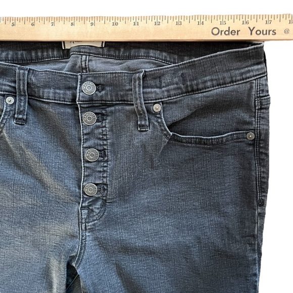 Madewell Jeans Womens 32 Black Skinny 9" High Rise Raw Hem Light Wash Denim - Picture 4 of 9